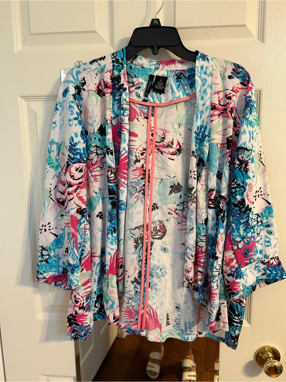 new directions Floral Swim Cover-Up in Turquoise and Pink